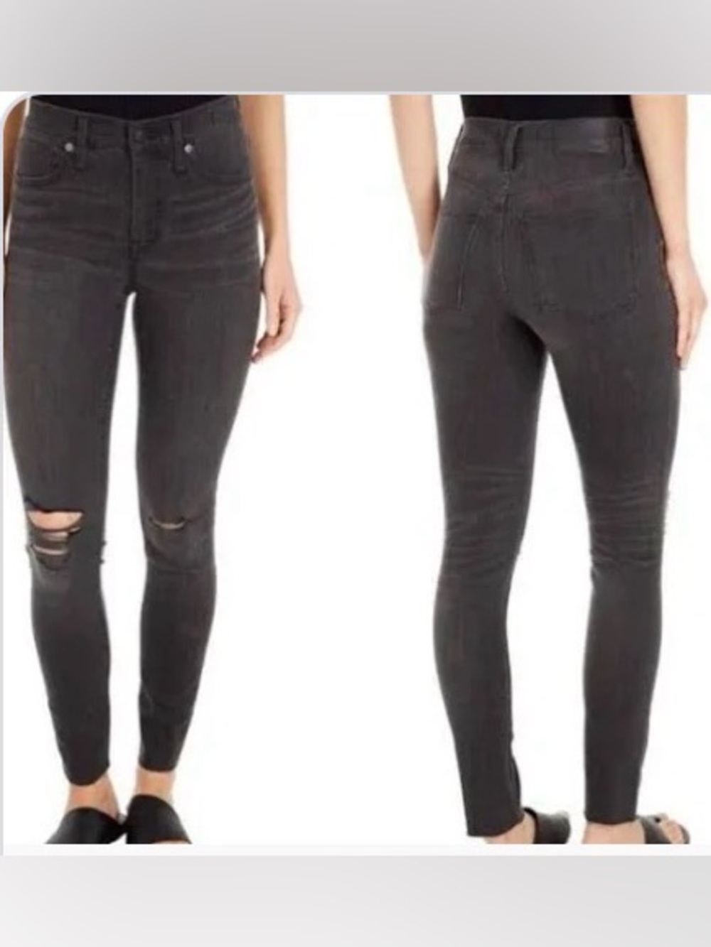 Madewell 9” Mid-Rise Skinny Jeans, Charcoal, size 32